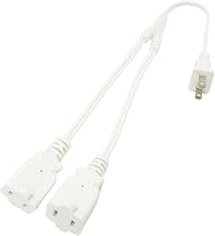 5 FT 2 Prong 1 to 2 Extension Cord Splitter, White Power Cable Splitter | 2 Way NEMA 1-15P Male to 1-15R Female Y Splitter, 18 AWG Power Cords 10A 125V,Used for Indoor,Home,Office,Lights