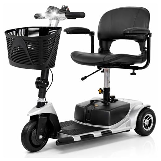 Vive 3 Wheel Mobility Scooter - Electric Powered Mobile Wheelchair Device for Adults - Folding, Collapsible and Compact for Travel - Long Range Power Extended Battery with Charger and Basket Included