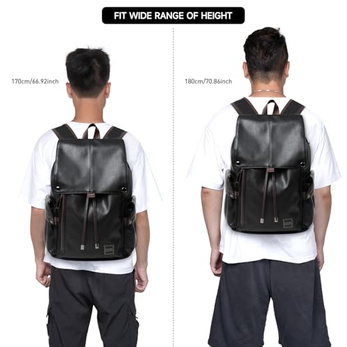 Image of Leather Backpack for Man, Black-ubs Update, Large, Laptop Backpack, Waterproof, Fit 15.6 inch Laptop, 22L, 2.1 lbs
