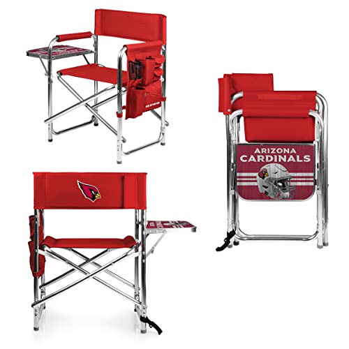 PICNIC TIME NFL Arizona Cardinals Sports Chair with Side Table, Beach Chair, Camp Chair for Adults, (Red)