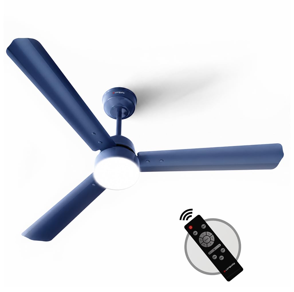 LONGWAY Luminair 1200 mm BLDC Ceiling Fan with Remote Control & LED Light | BEE 5 Star Rated Energy Efficient | Ultra High Speed 3 Blade Anti-Dust Decorative Ceiling Fan (Blue, Pack of 1)-image-27