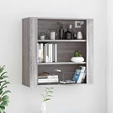 Holekex Wandschrank Grau Sonoma 80x33x80 cm Holzwerkstoff Schrank Sideboard Regal Stauraum Wohnzimmer Küche Bad Büro Ordnung Organizer