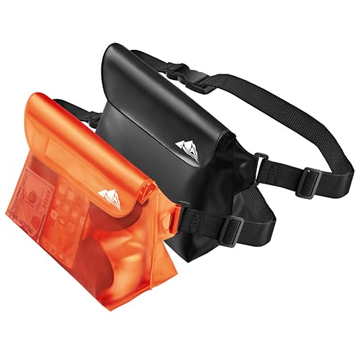 Image of HEETA 2 /3 /4 Pack Waterproof Pouch with Waist Strap, Screen Touchable Dry Bag with Adjustable Belt for Phone Valuables for Kayaking, Swimming, Snorkeling, Boating, Fishing, Surfing & Beach