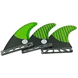 UPSURF Tabla de Surf Future G5/G7 Base Aletas Fibra de Vidrio para Surfear Tablero Aletas Thruster Set Panal de Carbono (Verde G5)