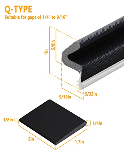 40 Feet Door Weather Stripping, Kerf Door Seal Strip, V-Shaped Foam Exterior Door Frame Weather Stripping With 4 Pcs Door Corner Seals, Card Slot Installation, Easy Cut To Size, Black #TOP4