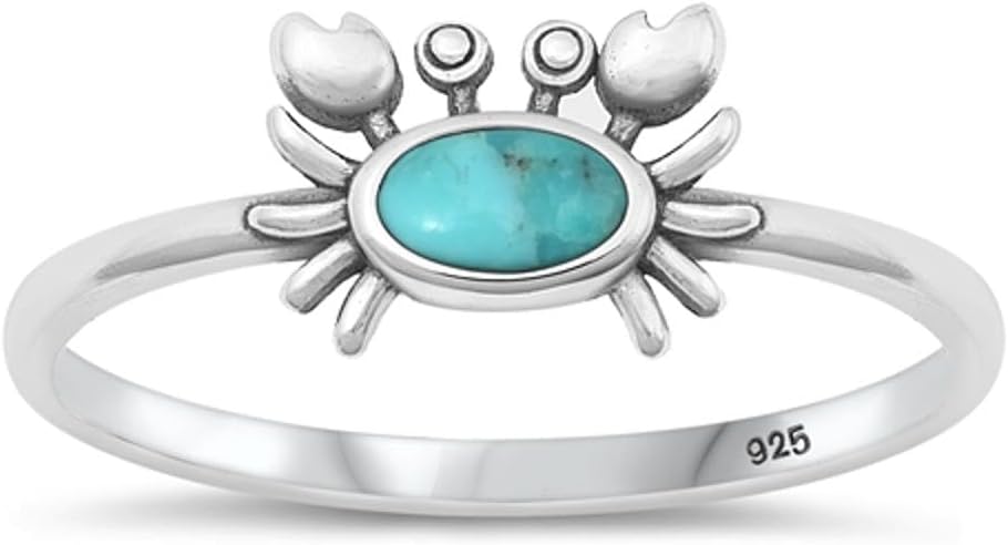CHOOSE YOUR COLOR Sterling Silver Crab Ring