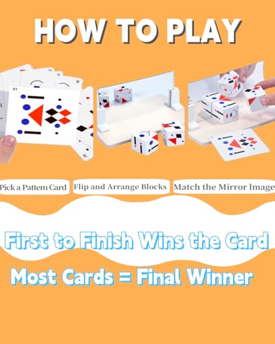 2 Stück Hölzerne Spiegelwürfel Puzzle Spiele – Lernspiel zur Förderung von räumlichem Denken & Formmuster-Erkennung, Match Puzzle für Kinder & Erwachsene, Familienspiel für 1–2 Spieler ab 3 Jahren