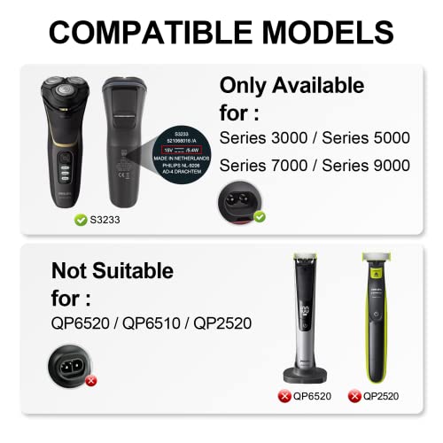 Philips Hq8505 Power Cord, Norelco Charger For Phillips Shaver 3000 7000 2000 5000 9000 Series Mg7750 Mg7790, Replacement 15V Trimmer Electric Razor Charging Cable (5Ft, Fcc) #TOP3