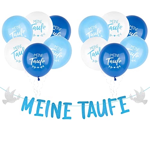 Betessin Meine Taufe Girlande Blau mit Ballons