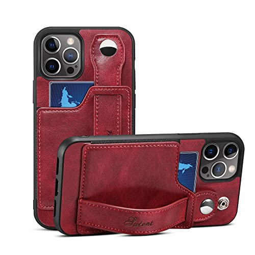 Étui de téléphone d'affaires en cuir rouge avec porte-carte pour iPhone 8 7 6