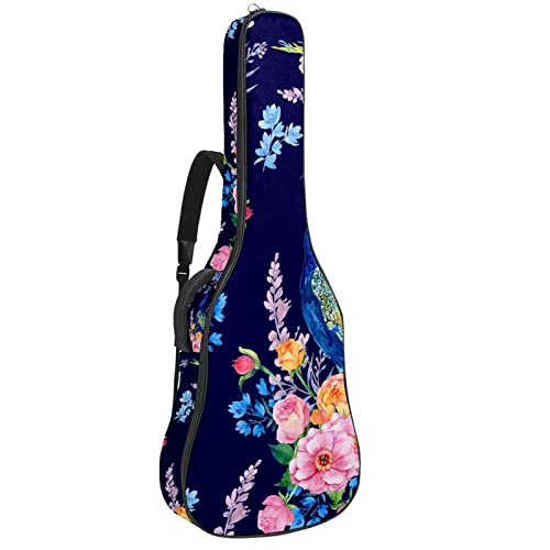 Sac à dos guitare acoustique imperméable 42.9" avec motif de feuilles tropicales