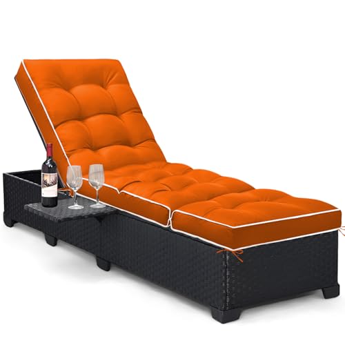 Tycdiose Outdoor Chaise Lounge Chair Cushion, Waterproof Non-Slip Patio Chaise Lounge Cushions for Outdoor Furniture, Thickened Patio Pool Lounger Chair Cushion, 76.4 x 22.8 x 4.7 Inches, Orange
