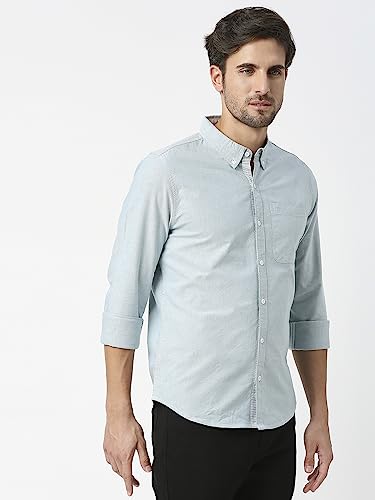 Image of Thomas Scott Men's Premium Slim Fit 100% Cotton Casual Shirt | Button-Down Collar | Full Sleeves | Solid Shirt for Men