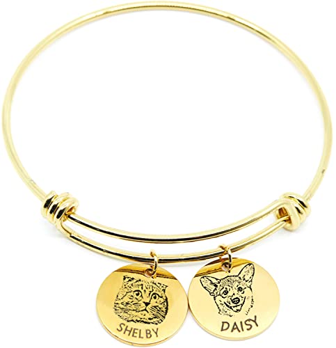 MignonandMignon Personalized Pet Portrait Bracelet Dog Mom Pet Memorial Jewelry Personalized Bracelet for Women Custom Gift for CatMom - ABR-LC-AP