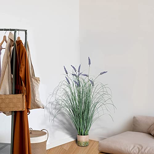 Twinco Decor Fake Plants Artificial Flowers Large Artificial Grass Plants 36" Onion Grass Lavender Fake Flowers Large Faux Plant Decoration For Office Floor Indoor Outdoor Decor #TOP6