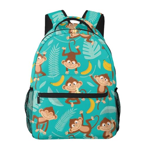 HKHEHOP Monkey Leaves Banana Backpack For School