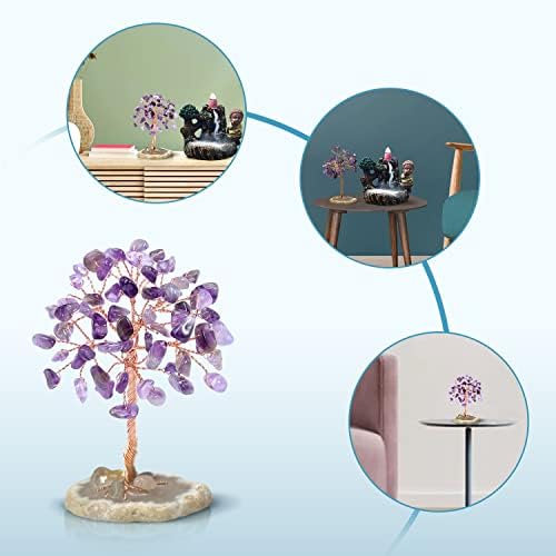 OM-SOL Little Buddha Backflow Incense Burner with FREE Amethyst Crystal Tree (purple colour) and 5 Incense Cone for Home Décor, Gift for Office, Bedroom, Yoga, Relaxation, Purification, Meditation.