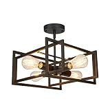 FadimiKoo Industrial 4-Light Semi Flush Mount Kitchen Ceiling Light Fixture, Farmhouse Metal Black C