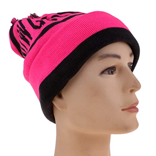 LEIPUPA Mulheres Masculinas Esportes Ao Ar Livre com Pom Tricô Gorro Largo Snowboard - Rosa Vermelha