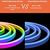 BUNACET Neon LED Streifen 8m, RGB+IC Neon Halloween-Röhre, 768 LEDs mit Fernbedienung & Netzteil, IP65 wasserdicht, Musik-Sync, 24V flexible Silikon-Beleuchtung für Innen/Außendekoration DIY