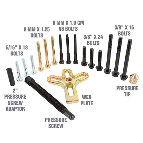 OEMTOOLS 37187 Harmonic Balancer Puller Kit, Removes Harmonic Balancers, Dampers, Puller Tool for Use with GM 3300 & 3800 V6 Engines, Includes Metric and SAE Bolts by OEMTOOLS - Used condition - Image 4