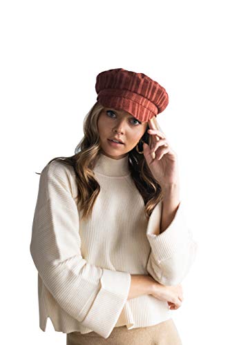 Gigi Pip Charlotte Corduroy Cap For Women, Newsboy, Gatsby, Baker Boy, Cabbie Cap Hats For Fall, Winter, Spring And Summer, Crimson Red, Small/Med #TOP29