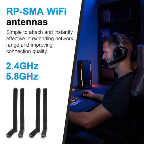 4 Pack WiFi Antenna RP-SMA WiFi Aerial 2.4GHz 5.8GHz Male Antenna Band External Connector for Router, Wireless Network Card,Video Surveillance Monitor, Bluetooth - Image 5