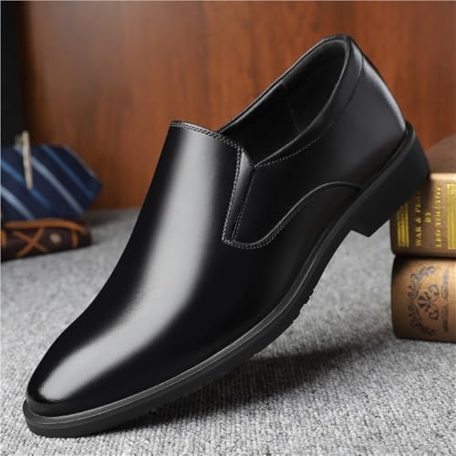Men's Slip On Leather Loafers Business Casual Driving Shoes Breathable Cowhide Spring Fall Black Lazy Shoes2