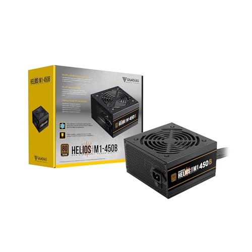 Image of GAMDIAS 450W Gaming PC PSU, 80 Plus ATX Bronze 12V Power Supply for PC Computers with Active PFC, Non-Modular PSU, Helios M1-450B
