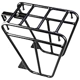 Kalastussaari Front Bike Rack, Heavy Duty Aluminium Alloy Multipurpose Trapezoidal Design Bike Cargo Rack with Adjustable Connecting Rod for Cargo Luggage