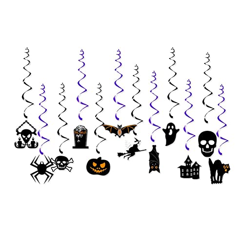 12 piezas de decoración para Halloween, decoración de remolinos de Halloween guirnalda en espiral, decoraciones colgantes para decoración de mesa sala de clases Halloween fiesta Cover