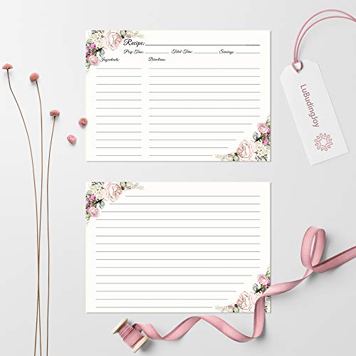 Recipe Cards 6X8, Premium Double-Sided Recipe Cards For Wedding, Bridal Shower, Housewarming, Set Of 40 (6X8, Flower) #TOP3