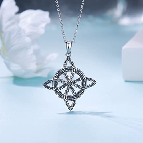 Witches Knot Necklace for Women 925 Sterling Silver Witch Pendant Necklace Good Luck Irish Pagan Wiccan Jewelry Gift for Women2