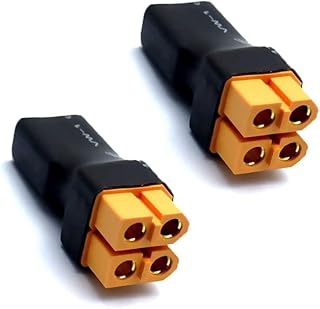 LinsyRC 2-Pack XT60 Plug Parallel Connector 2-Female to 1-Male Adapter Splitter for RC Lipo Battery