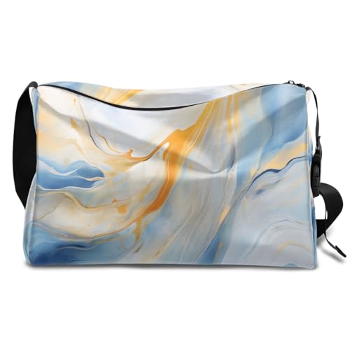 Leather Travel Duffle Bag for Women Men, Abstract Marble Pattern Small Sports Gym Bag Weekender Overnight Bags Underseat Carry on Luggage Bags for Airplanes, Personal Item Travel Bag,A-109