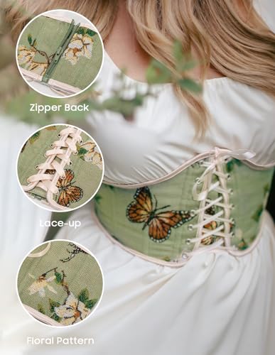 Scarlet Darkness Corset Belt for Women Renaissance Lace up Floral Wide Waist Belts2