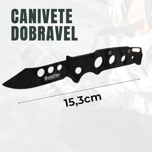 Kit Garrafa de Agua Térmica Inox 820ml Água Fria/Quente Vedação + Canivete Dobrável Tático 15,3cm pa