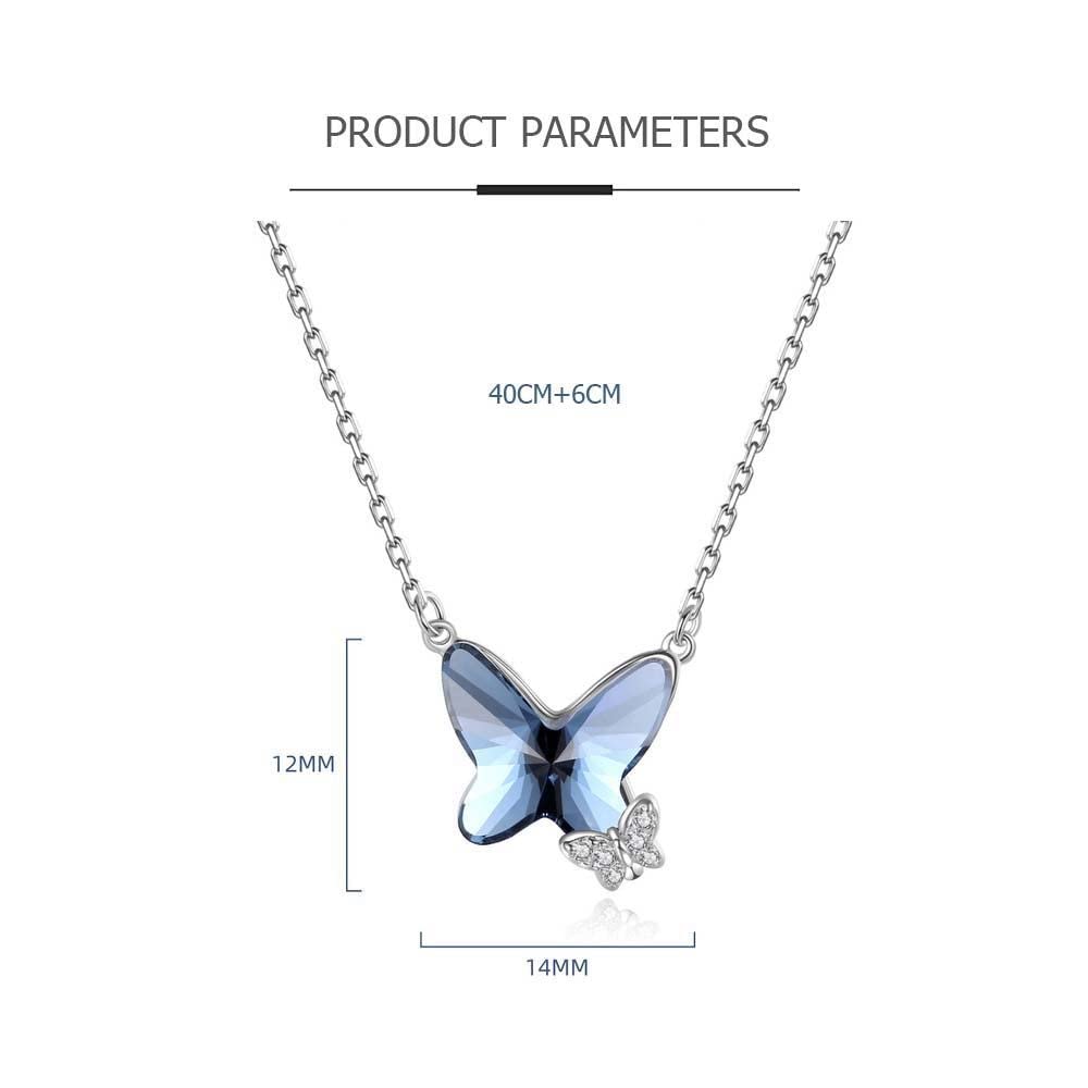 LNNSHX Collar de Mariposa, joyería con Colgante de Cristal de Plata de Ley S925, Piedra Natal para Mujer