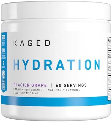 Kaged Electrolyte Hydration Powder, Hydracharge Glacier Grape, Sports Drink for Men and Women, Pre, Post, Intra Workout Supplement, 60 Servings Kaged Electrolyte Hydration Powder, Hydracharge Glacier Grape, Sports Drink for Men and Women, Pre, Post, Intra Workout Supplement, 60 Servings