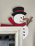 2024 Christmas Door Topper Holiday Home Decor Funny Snowman Santa Claus Top Door Frame Corner Sign Decorations, Windows Walls DIY Craft for Christmas Party Ornament (Snowman 2)