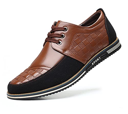 Santimon Mens Casual Genuine Leather Sneakers Comfort Oxfords Business Work Dress Shoes