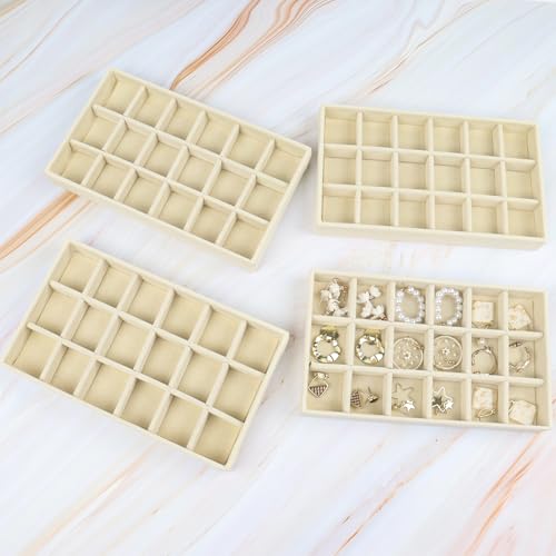 Rangement de bijoux en velours beige pour coiffeuse ordonnée - 5