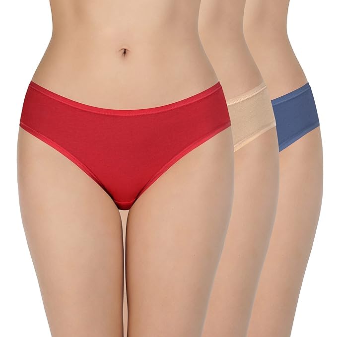 Image of LOURYN KOULYN Solid Low Rise Cotton Bikini Panty Pack(Pack of 3)