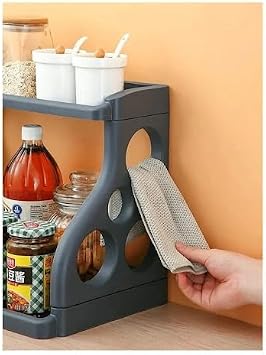Kitchen and Bathroom Countertop 2 Tiers Organizer – Anthracite Regulator Rack, Multi-Purpose Storage
