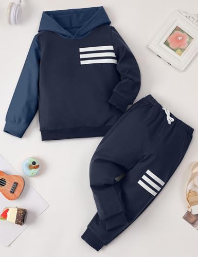 Image of Toddler Boy Clothes Long Sleeve Hoodie Sweatsuits Tops and Pants 2Pcs Boys Fall Winter Outfits Set
