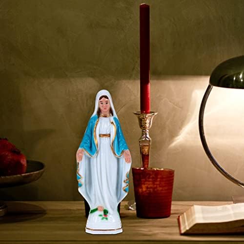 DOITOOL Madonna Virgin Mary Statue Figurine: Catholic Our Lady of Grace 3pcs Tabletop Figurine Luminous Light up Roman Catholic Sculpture Resin Tabletop Statue Figure Our Lady of Lourdes, 15.4X6CM