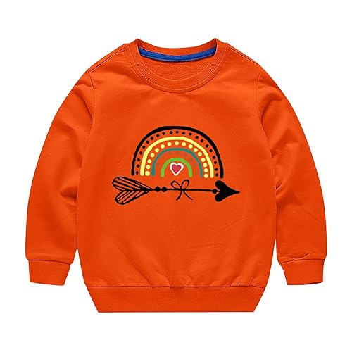 Toddler Boys Girls Sweater Autumn/Winter Rainbow Print Long Sleeve Round Neck Hatless Sweater Party (Orange, 9-10 Years)