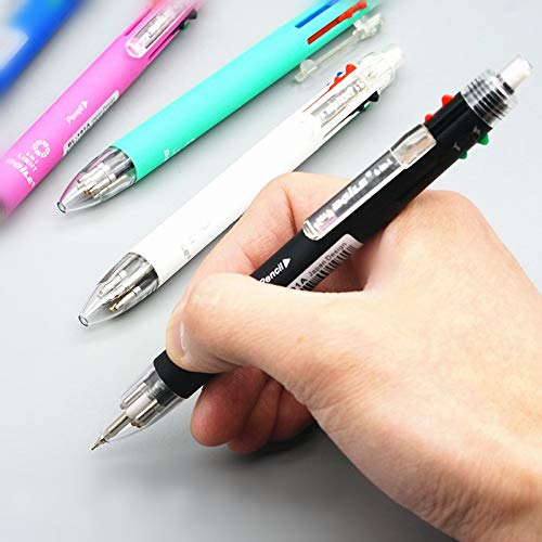 Ipienlee 5 + 1 Multifunctional Pens 5 Color 0.7 Mm Ballpoint Multi Pen And 0.5 Mm Mechanical Pencil In One Pen, Pack Of 6 #TOP7