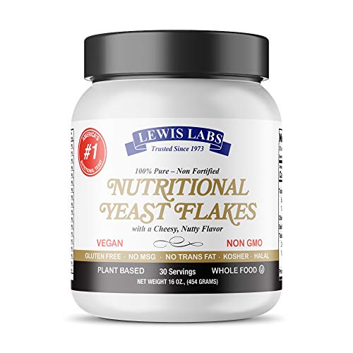 Lewis Labs Nutritional Yeast Flakes | Pure, Non-Fortified, Bioavailable Mini Yeast Flakes Is An Excellent Gluten Free Vegan Plant Based Protein & Vitamin B Complex With 18 Amino Acids | 16 Ounces