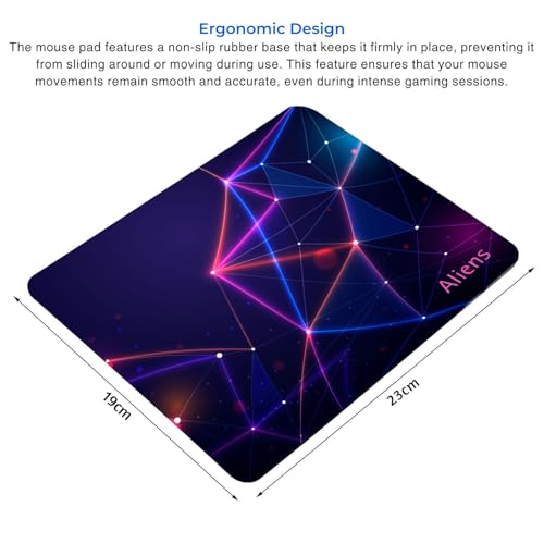 Image of Aliens Mouse Pad for Computer, Laptop, Smooth Premium Cloth Surface, Non-Slip Rubber Base, Speed and Precision Operation Compatible with Laser and Optical Mouse, Gaming, Office, Home 230x190mm (GO-21)